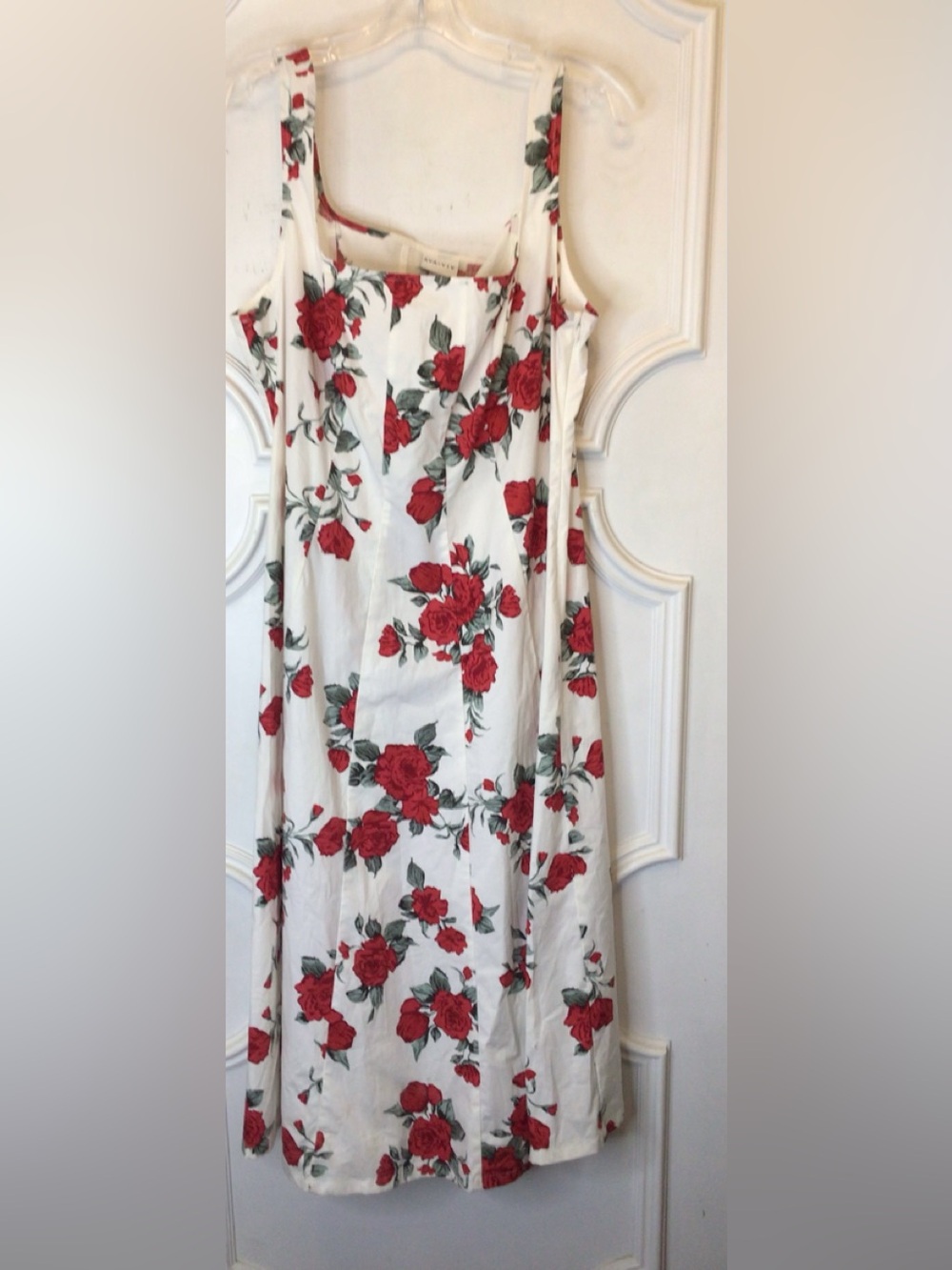 Ava & Viv White Midi Dress with Red Rose Print Size 14/16